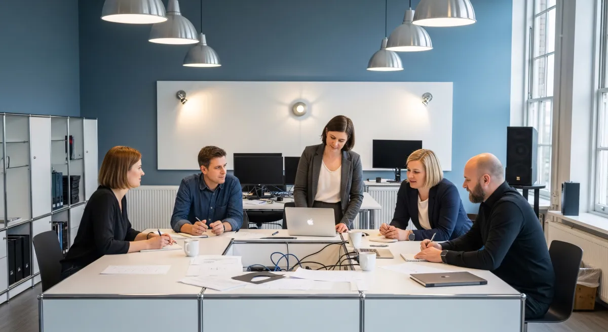 Professionals reviewing market segmentation